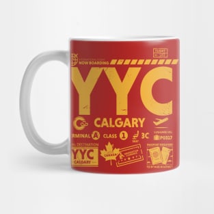 Vintage Calgary YYC Airport Code Travel Day Retro Travel Tag Canada Mug